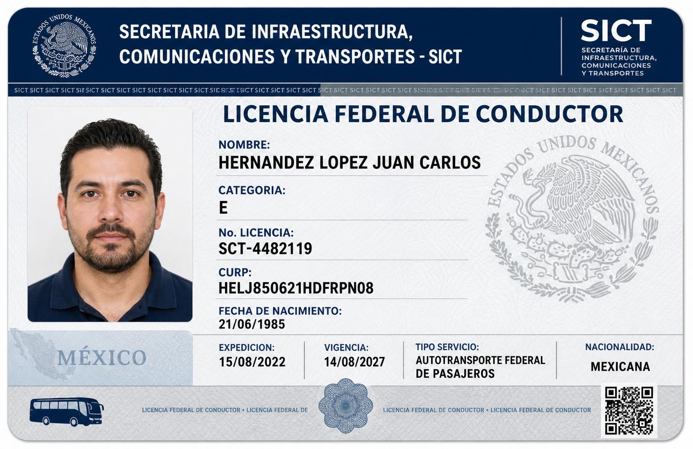 Documento de muestra: Licencia federal